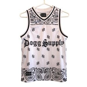 Dogg Supply By Snoop Dogg Mens Athletic Paisley Basketball Jersey White Size XS